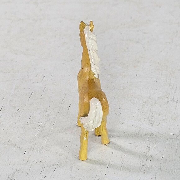 Miniature Metal Palomino Horse Figurine Hand Painted Collectible Mini Stallion - Picture 6 of 8
